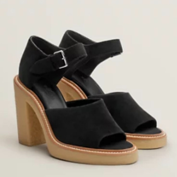 Hermes casual Suede Platform Hells  open toe Multicolor - Picture 3 of 4